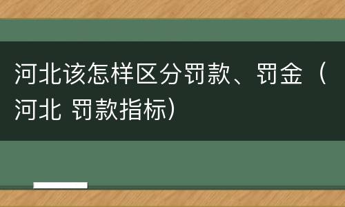 河北该怎样区分罚款、罚金（河北 罚款指标）