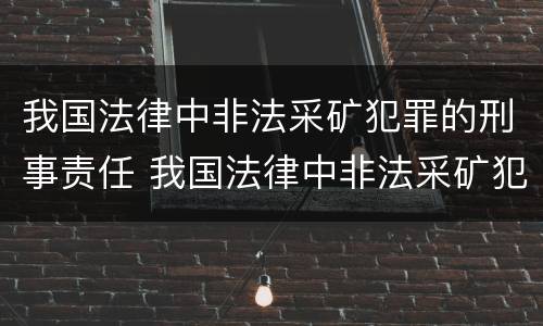我国法律中非法采矿犯罪的刑事责任 我国法律中非法采矿犯罪的刑事责任主体