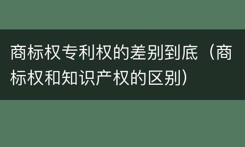 商标权专利权的差别到底（商标权和知识产权的区别）
