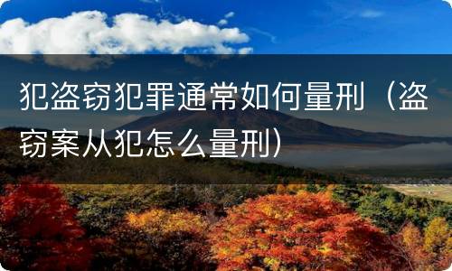 犯盗窃犯罪通常如何量刑（盗窃案从犯怎么量刑）
