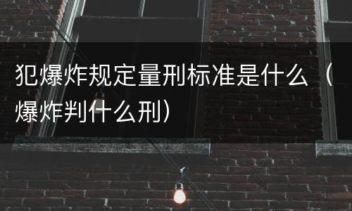 犯爆炸规定量刑标准是什么（爆炸判什么刑）
