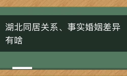 湖北同居关系、事实婚姻差异有啥
