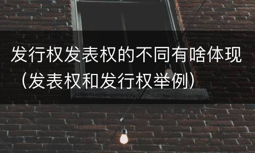 发行权发表权的不同有啥体现（发表权和发行权举例）