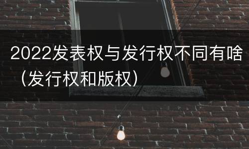 2022发表权与发行权不同有啥（发行权和版权）