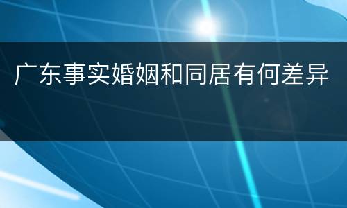 广东事实婚姻和同居有何差异