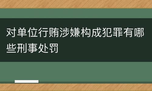 对单位行贿涉嫌构成犯罪有哪些刑事处罚