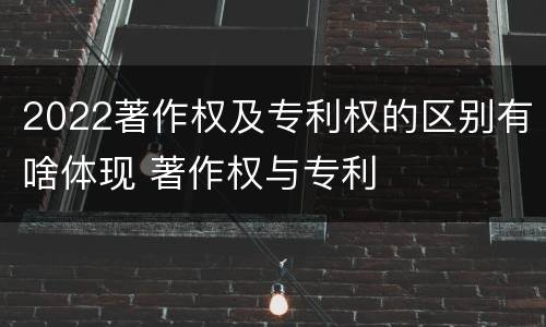 2022著作权及专利权的区别有啥体现 著作权与专利