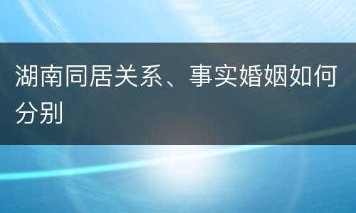 湖南同居关系、事实婚姻如何分别