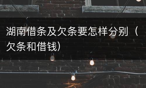 湖南借条及欠条要怎样分别（欠条和借钱）