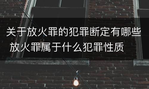 关于放火罪的犯罪断定有哪些 放火罪属于什么犯罪性质