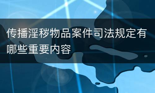 传播淫秽物品案件司法规定有哪些重要内容