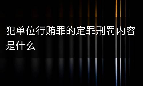 犯单位行贿罪的定罪刑罚内容是什么