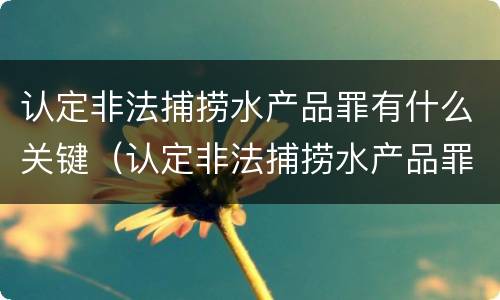 认定非法捕捞水产品罪有什么关键（认定非法捕捞水产品罪有什么关键因素）