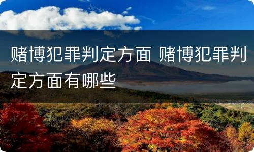 赌博犯罪判定方面 赌博犯罪判定方面有哪些