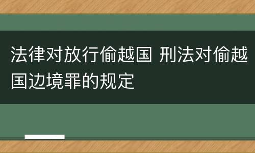 法律对放行偷越国 刑法对偷越国边境罪的规定