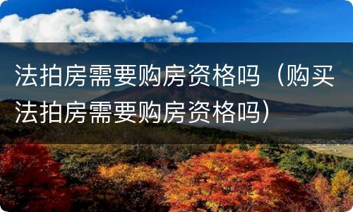 法拍房需要购房资格吗（购买法拍房需要购房资格吗）