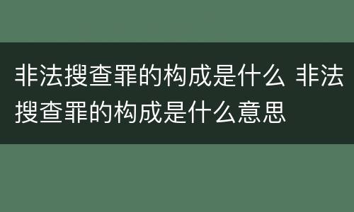 非法搜查罪的构成是什么 非法搜查罪的构成是什么意思