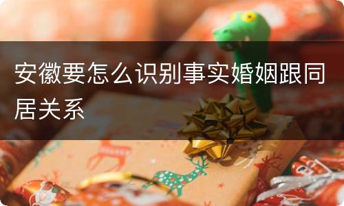 安徽要怎么识别事实婚姻跟同居关系