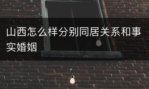 山西怎么样分别同居关系和事实婚姻