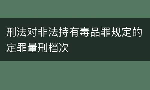 刑法对非法持有毒品罪规定的定罪量刑档次