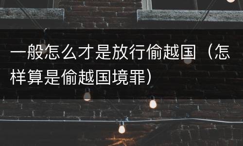 一般怎么才是放行偷越国（怎样算是偷越国境罪）