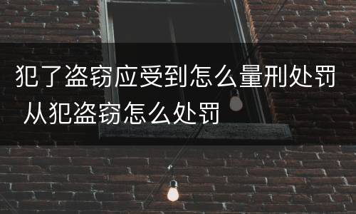 犯了盗窃应受到怎么量刑处罚 从犯盗窃怎么处罚