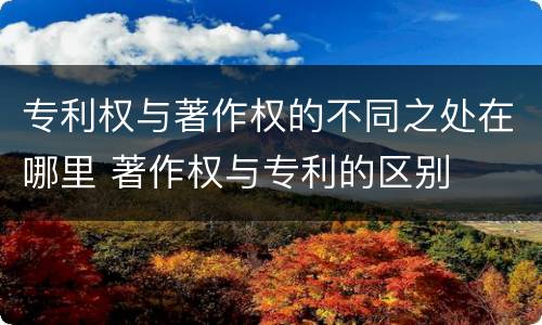 专利权与著作权的不同之处在哪里 著作权与专利的区别