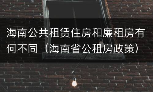 海南公共租赁住房和廉租房有何不同（海南省公租房政策）