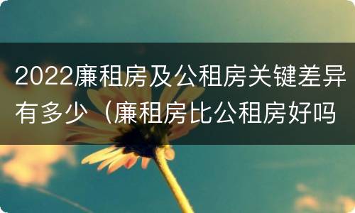 2022廉租房及公租房关键差异有多少（廉租房比公租房好吗）