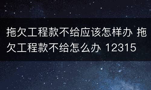 拖欠工程款不给应该怎样办 拖欠工程款不给怎么办 12315