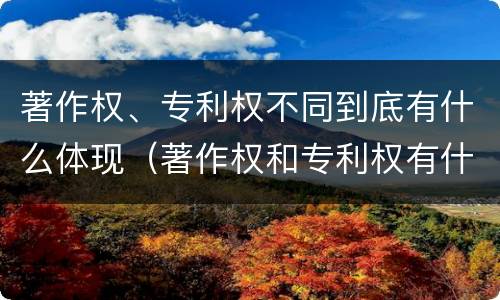 著作权、专利权不同到底有什么体现（著作权和专利权有什么区别）