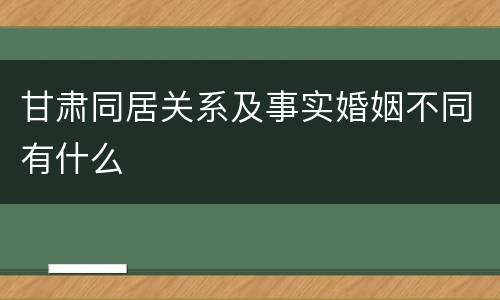甘肃同居关系及事实婚姻不同有什么