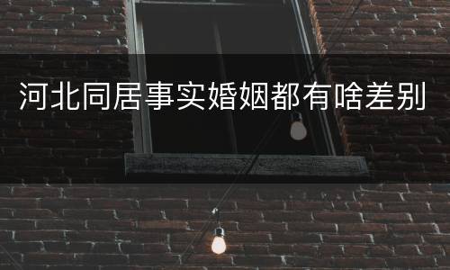 河北同居事实婚姻都有啥差别