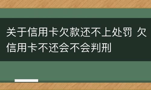 关于信用卡欠款还不上处罚 欠信用卡不还会不会判刑