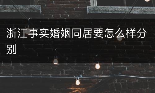 浙江事实婚姻同居要怎么样分别