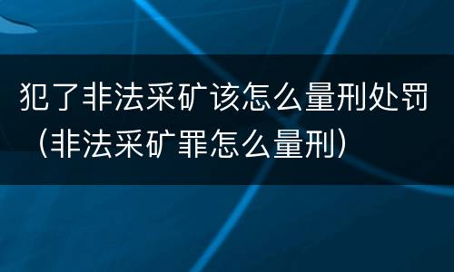 犯了非法采矿该怎么量刑处罚（非法采矿罪怎么量刑）
