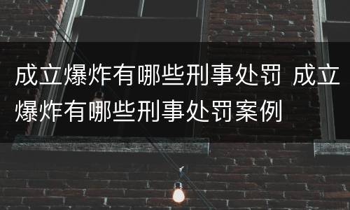 成立爆炸有哪些刑事处罚 成立爆炸有哪些刑事处罚案例