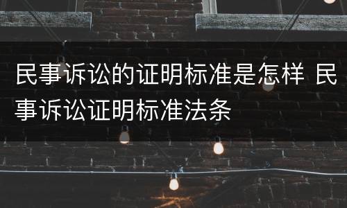 民事诉讼的证明标准是怎样 民事诉讼证明标准法条