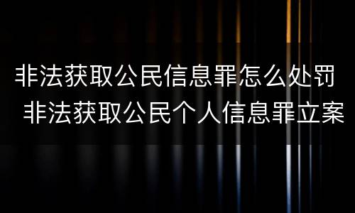 非法获取公民信息罪怎么处罚 非法获取公民个人信息罪立案标准