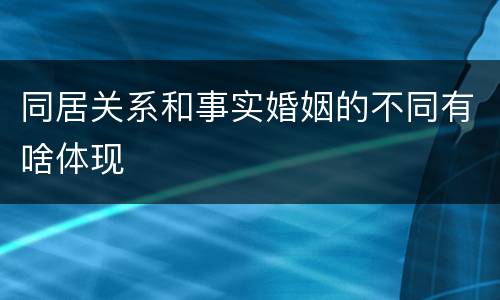 同居关系和事实婚姻的不同有啥体现