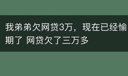 我弟弟欠网贷3万，现在已经愉期了 网贷欠了三万多