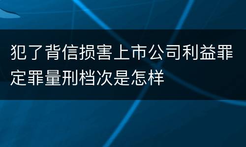 犯了背信损害上市公司利益罪定罪量刑档次是怎样