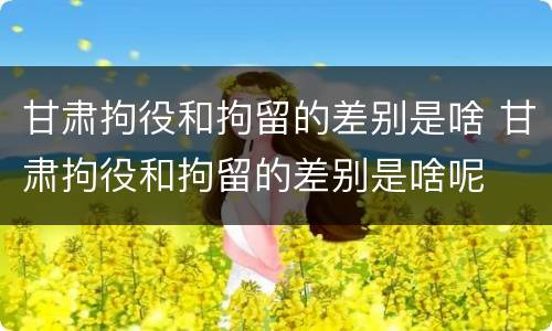 甘肃拘役和拘留的差别是啥 甘肃拘役和拘留的差别是啥呢