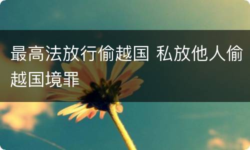 最高法放行偷越国 私放他人偷越国境罪