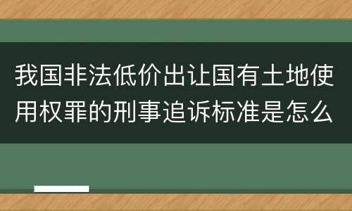 我国非法低价出让国有土地使用权罪的刑事追诉标准是怎么样规定