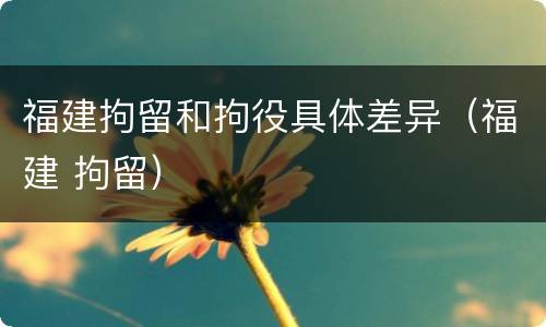 福建拘留和拘役具体差异（福建 拘留）