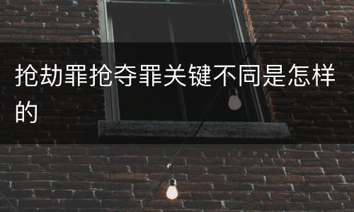 抢劫罪抢夺罪关键不同是怎样的