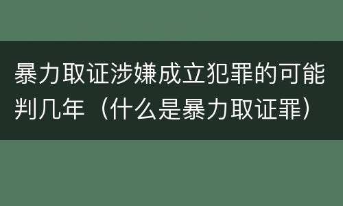 暴力取证涉嫌成立犯罪的可能判几年（什么是暴力取证罪）