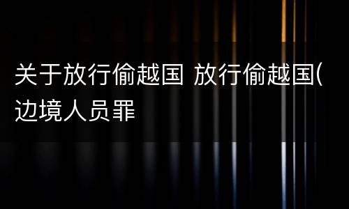关于放行偷越国 放行偷越国(边境人员罪