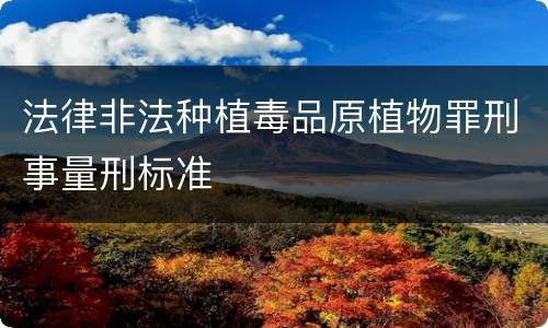 法律非法种植毒品原植物罪刑事量刑标准